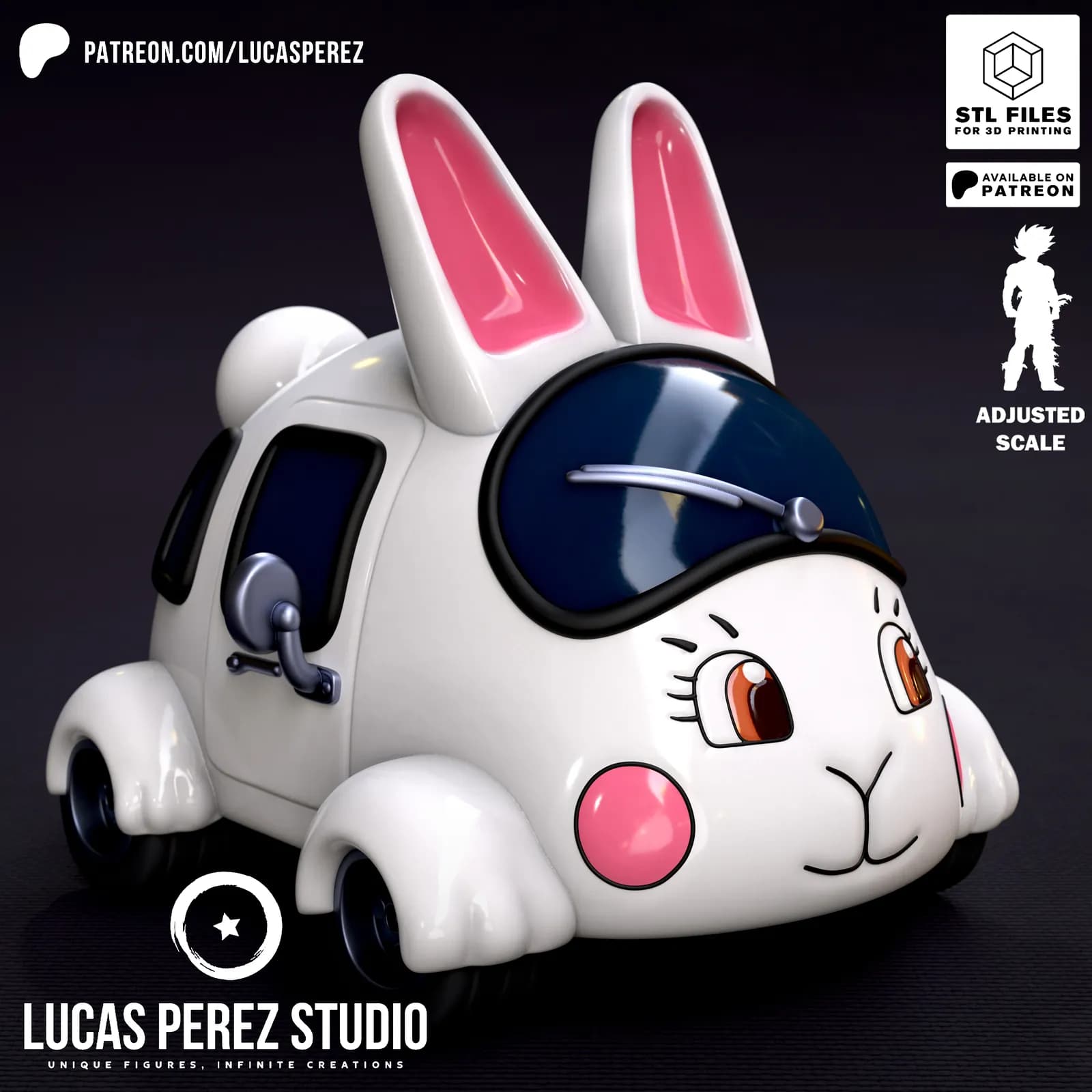 STL - Coche Conejo Boss render 2