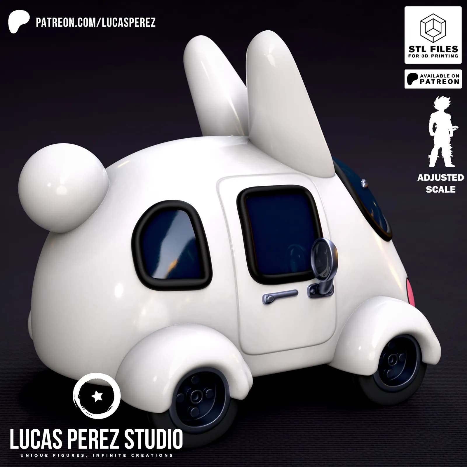 STL - Coche Conejo Boss render 3
