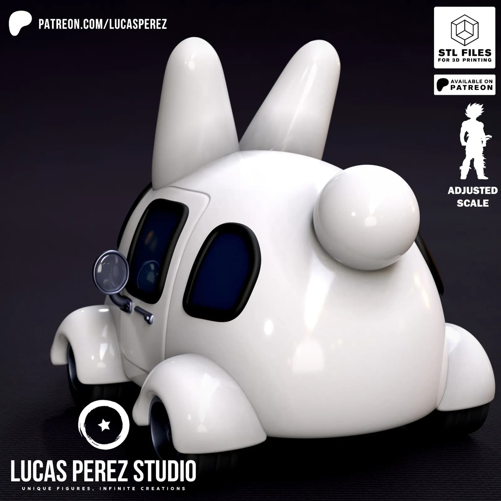 STL - Coche Conejo Boss render 5