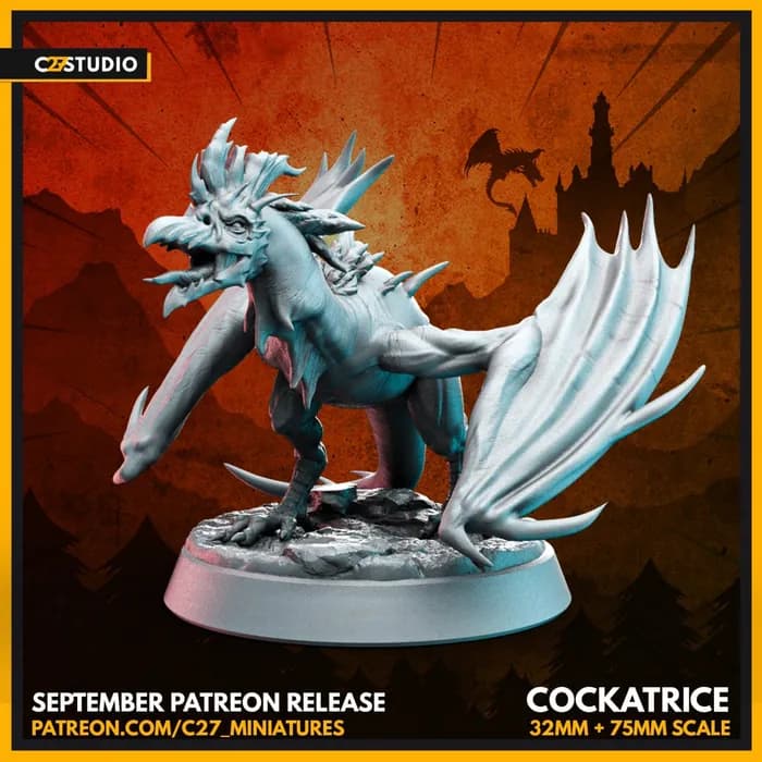 STL - cockatrice 32mm and 75mm scale