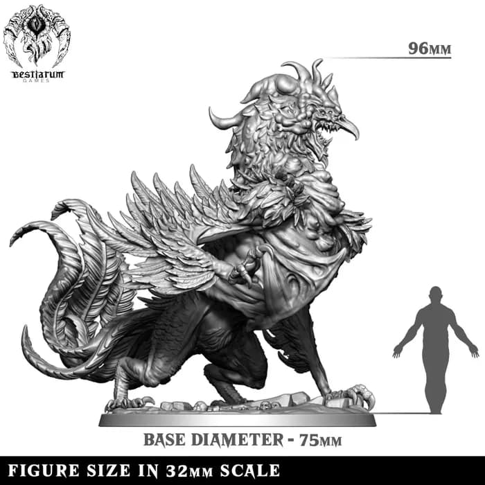 STL - cockatrice 75mm presupported rar render 3