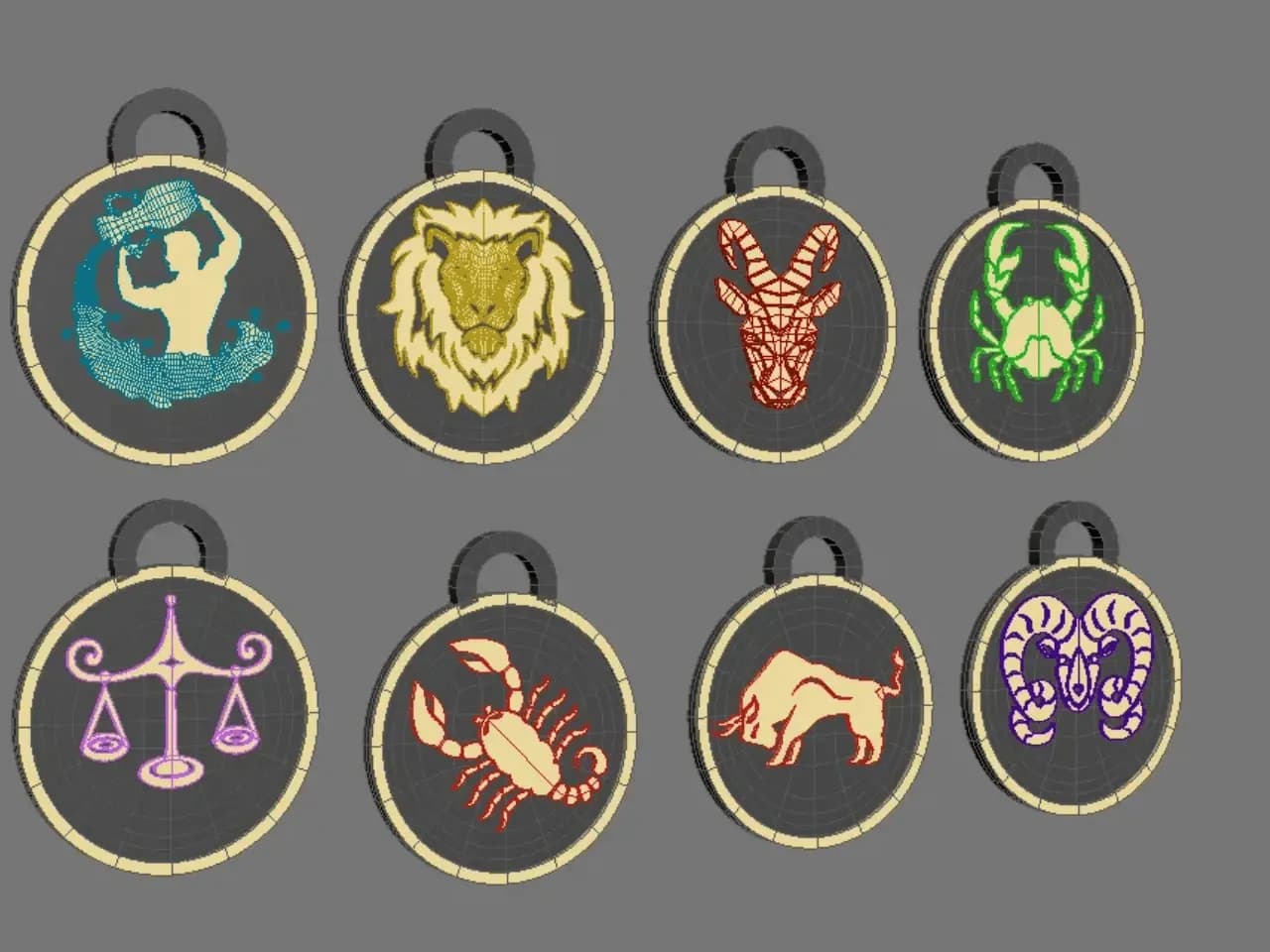 STL - Colgantes de Signos Zodiacales render 5
