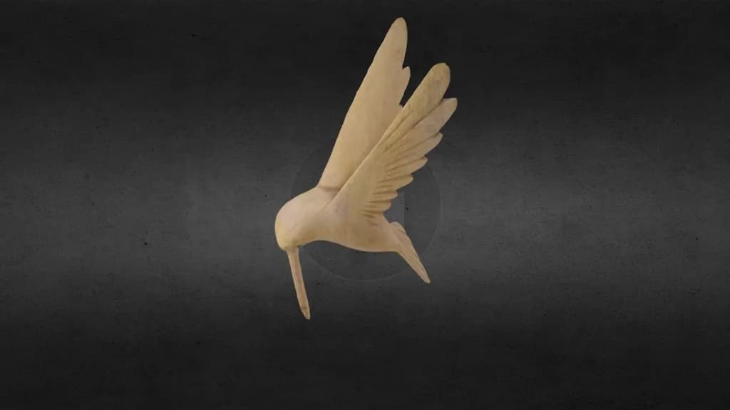 STL - Colibrí de madera tallada