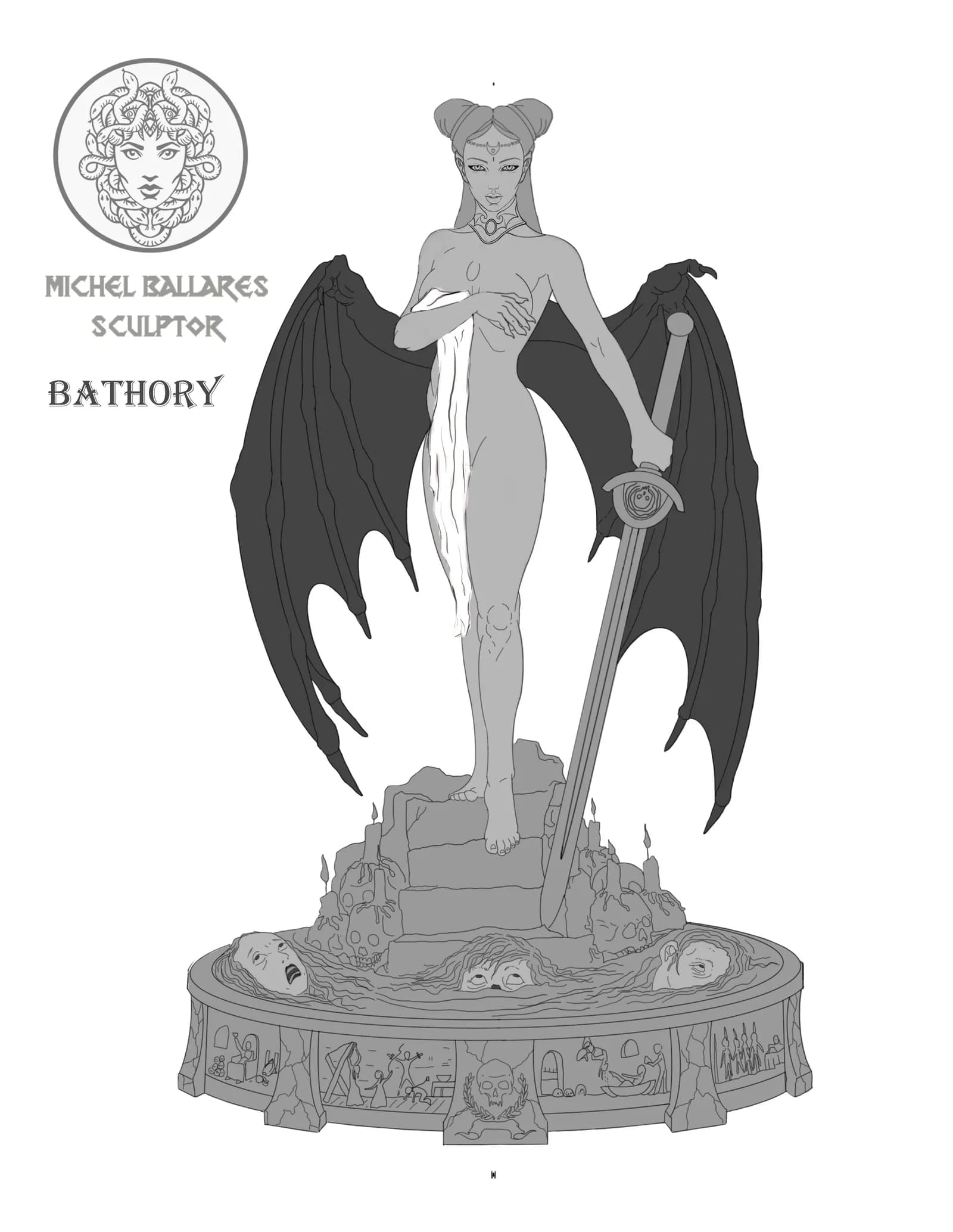 STL - Condesa Sangrienta Bathory render 3