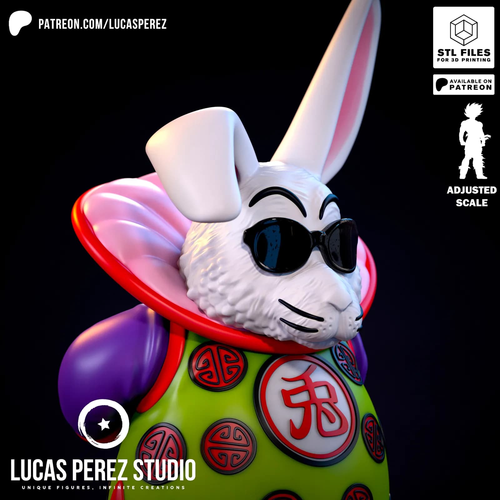 STL - Conejo Maestro Roshí render 5
