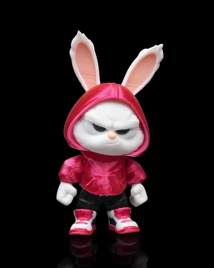 STL - Conejo Malhumorado con Sudadera render 2