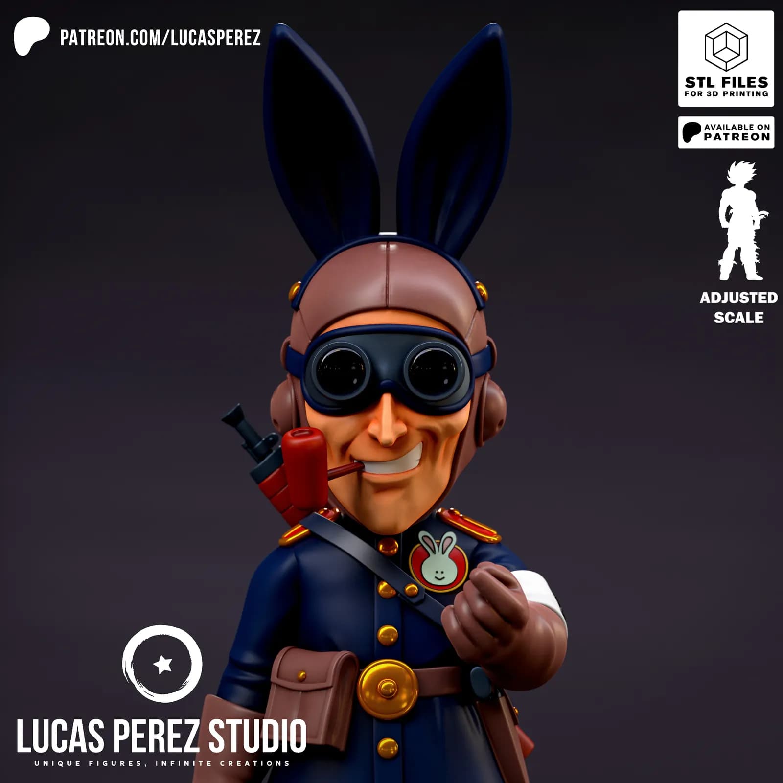 STL - Conejo Militar con Pipa