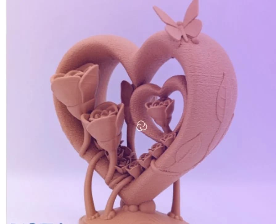 STL - Corazón con rosas y mariposa