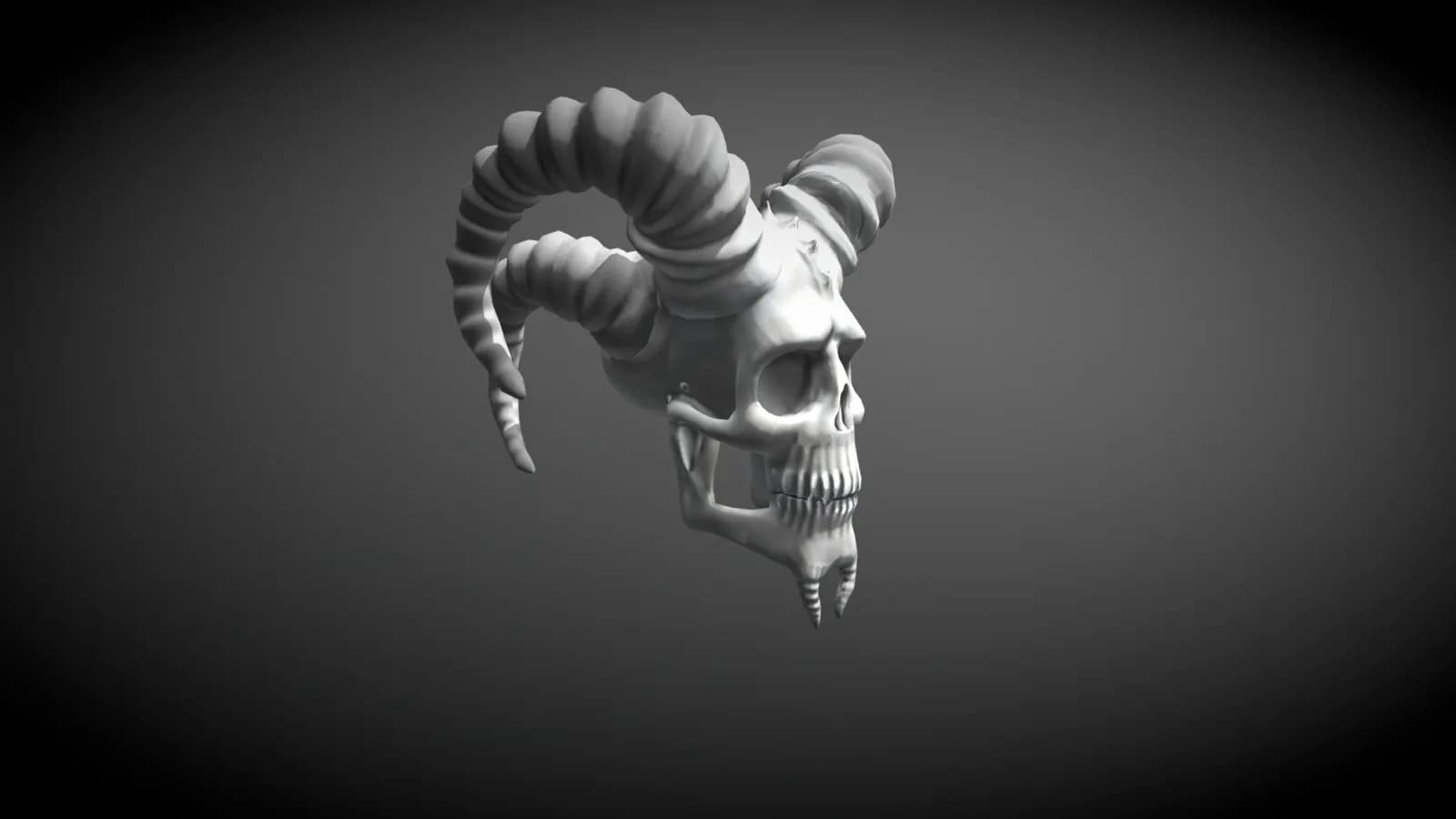 STL - Cráneo de Demonio Low Poly render 2