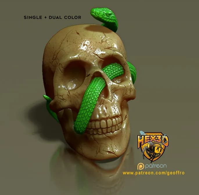 STL - Cráneo de Serpiente Hex3D