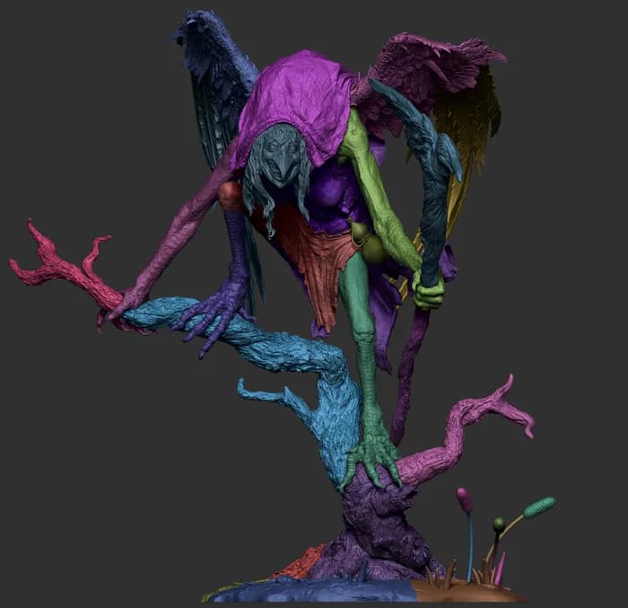 STL - Criatura Alada en Árbol render 2
