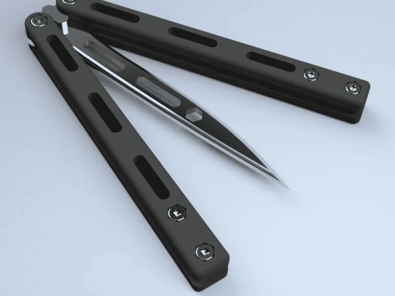 STL - Cuchillo Mariposa 3D Impreso render 2