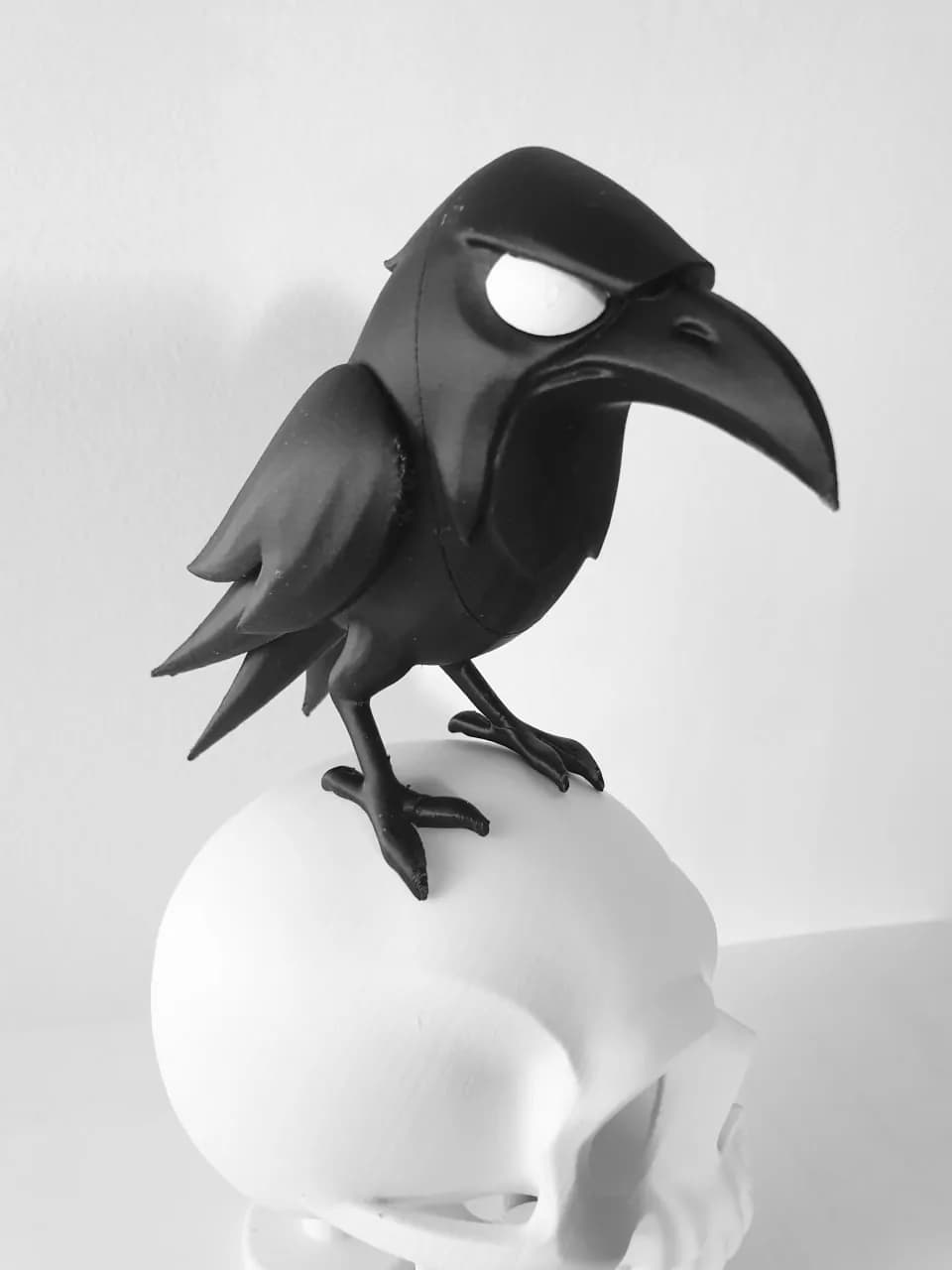 STL - Cuervo sobre cráneo decorativo render 2