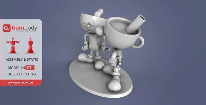 STL - cuphead and mugman 3d gambody render 2