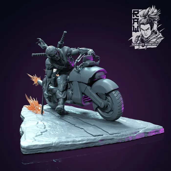 STL - cyberpunk bikertakeshi render 4