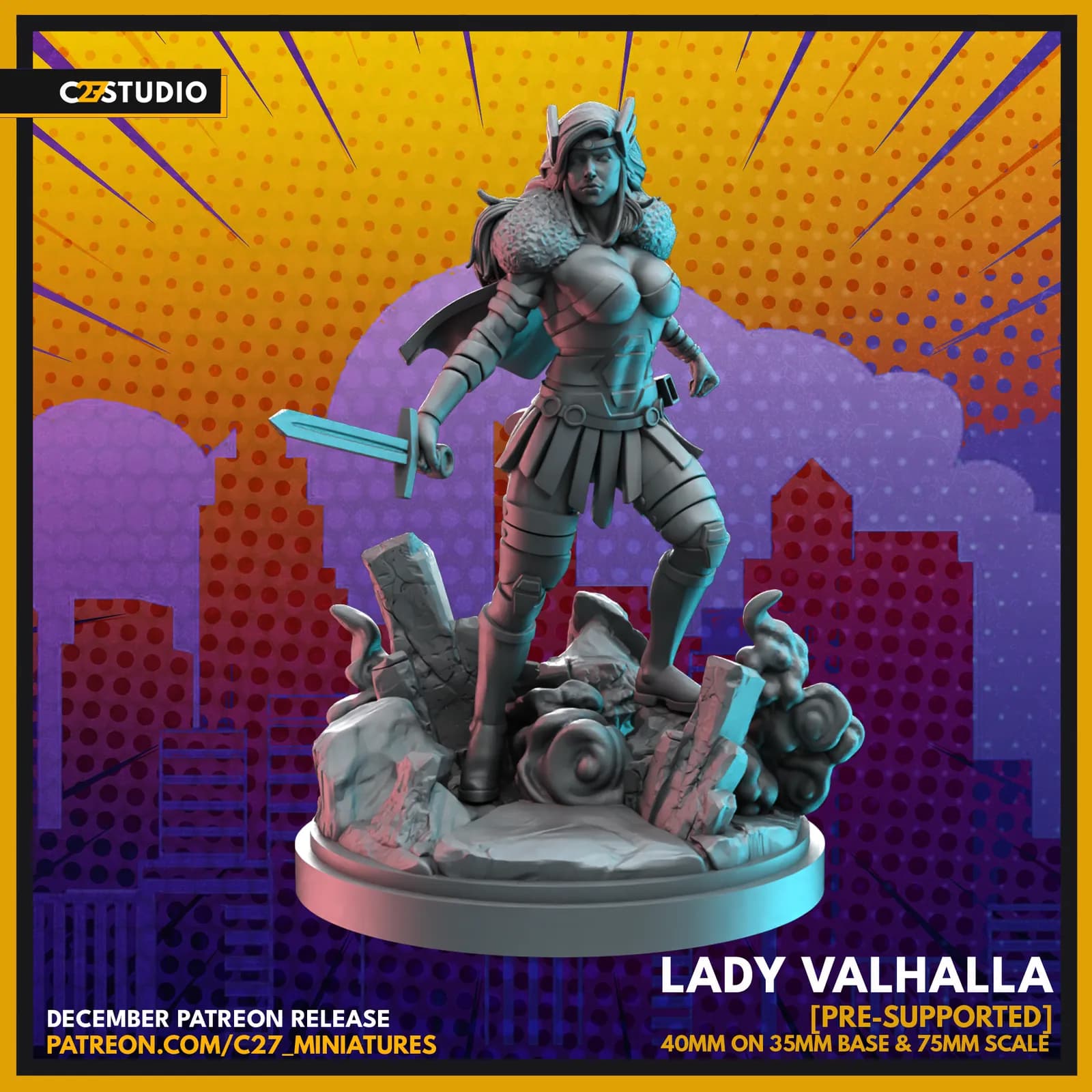 STL - Dama de Valhalla guerrera vikinga render 2