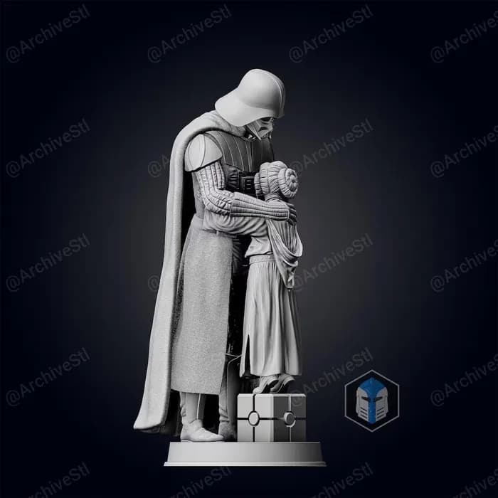 STL - darth vader and leia render 3