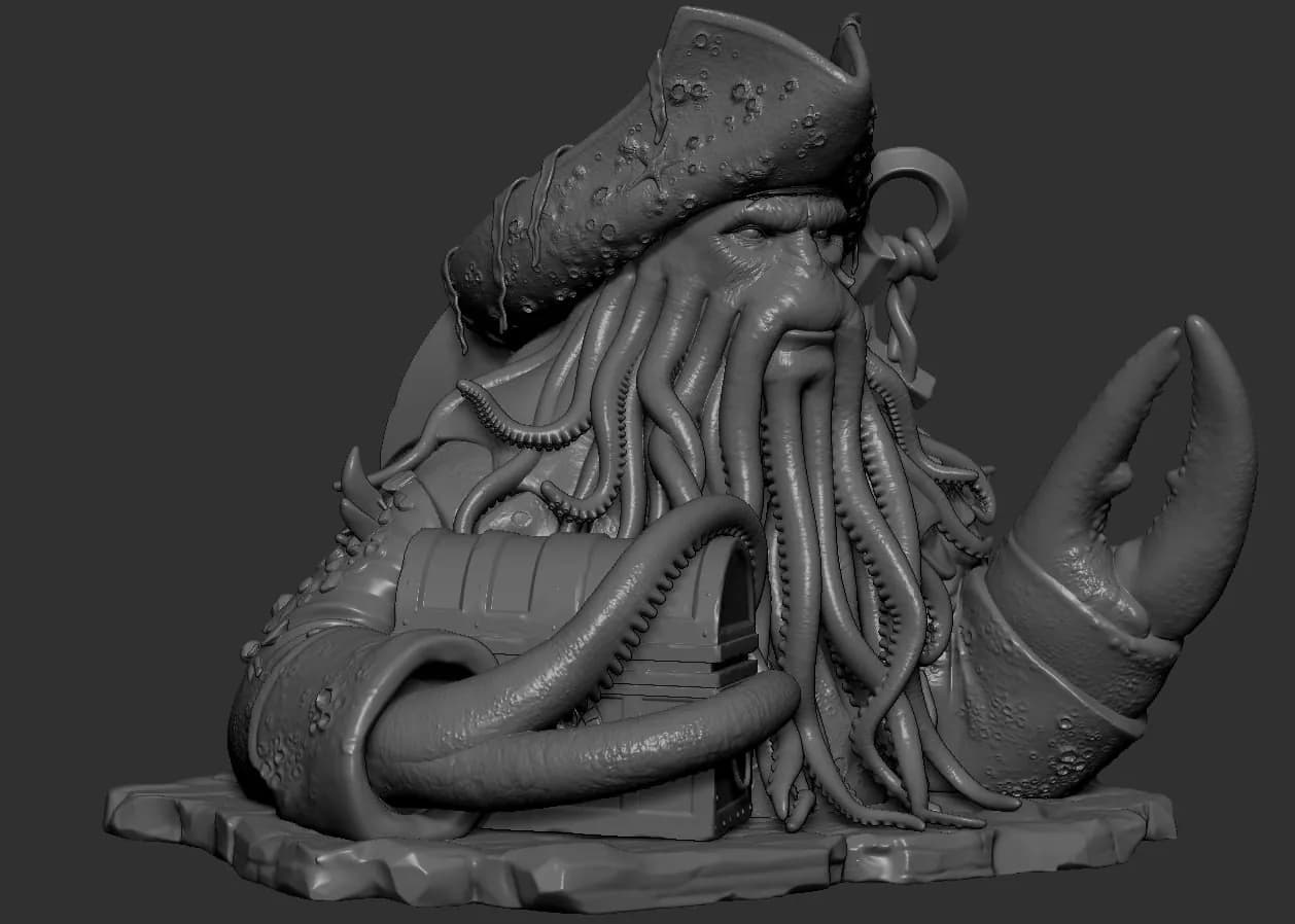 STL - Davy Jones con Cofre render 2