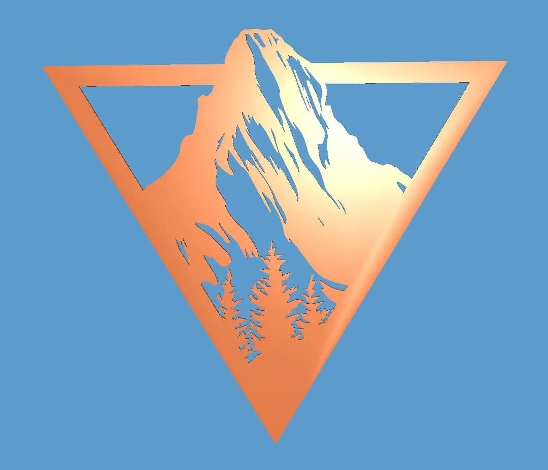 STL - Decoración de montaña triangular render 2