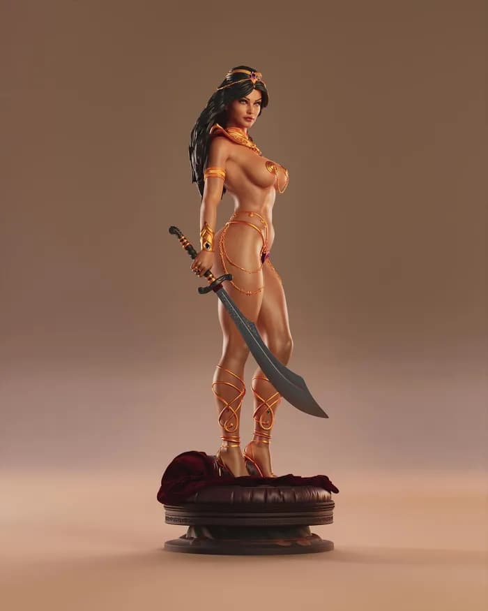 STL - Dejah Thoris Figura Impresion 3D render 4