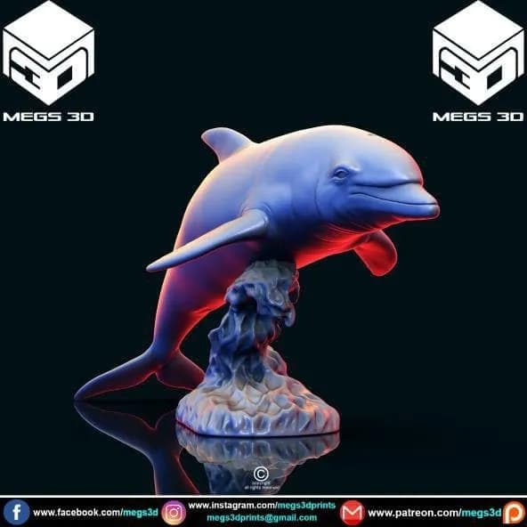 STL - Delfín saltando sobre las olas render 2