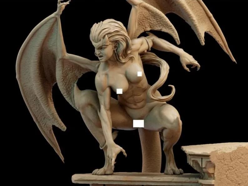 STL - Demona Gárgola Figura render 2