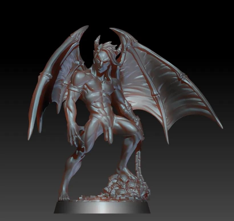 STL - Demonio alado con armadura render 2