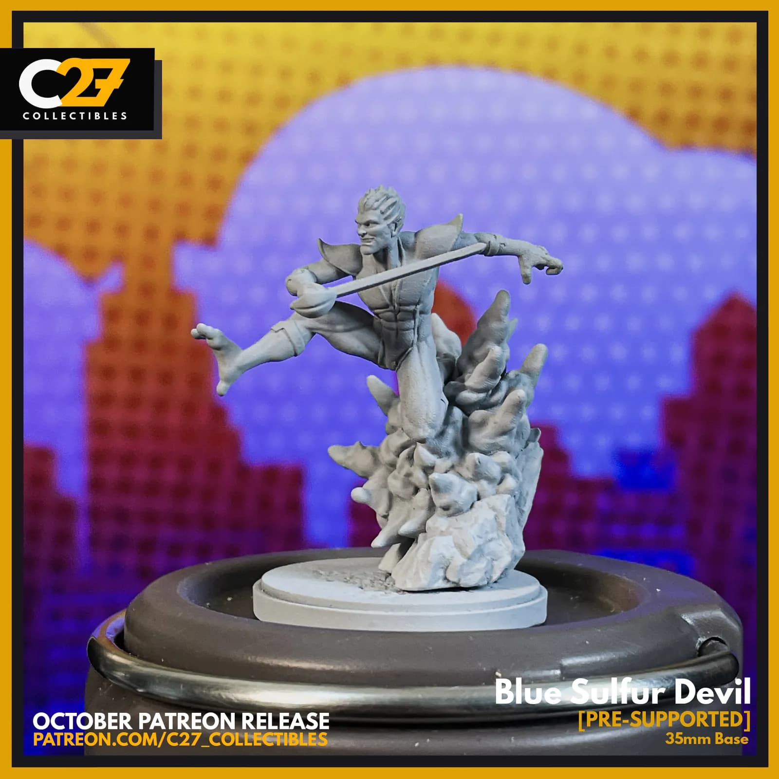 STL - Demonio azul de azufre render 3