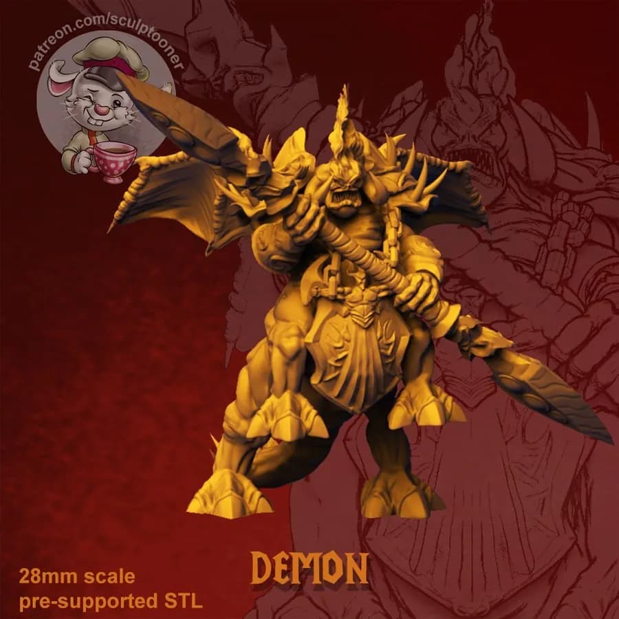 STL - Demonio de fantasía con armadura