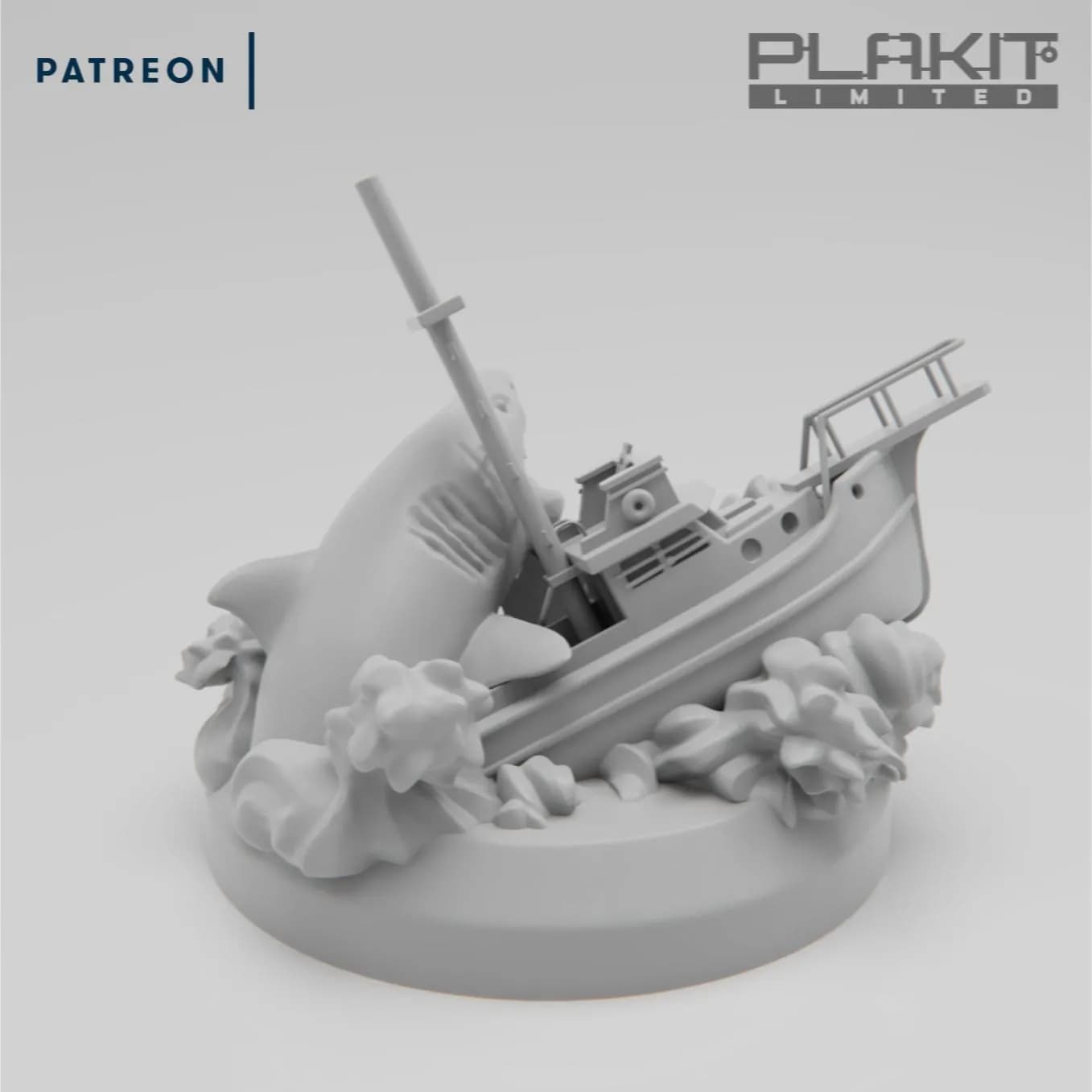 STL - Diorama Jaws Tiburon Ataque