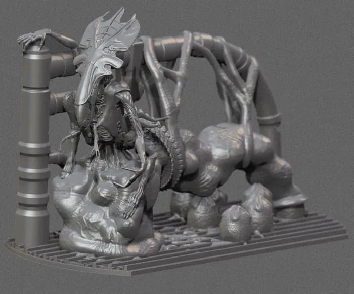 STL - Diorama Reina Alien con huevos