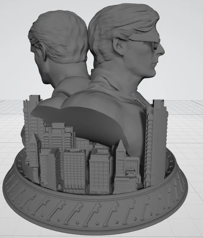 STL - Doble Busto Superman y Clark Kent render 2