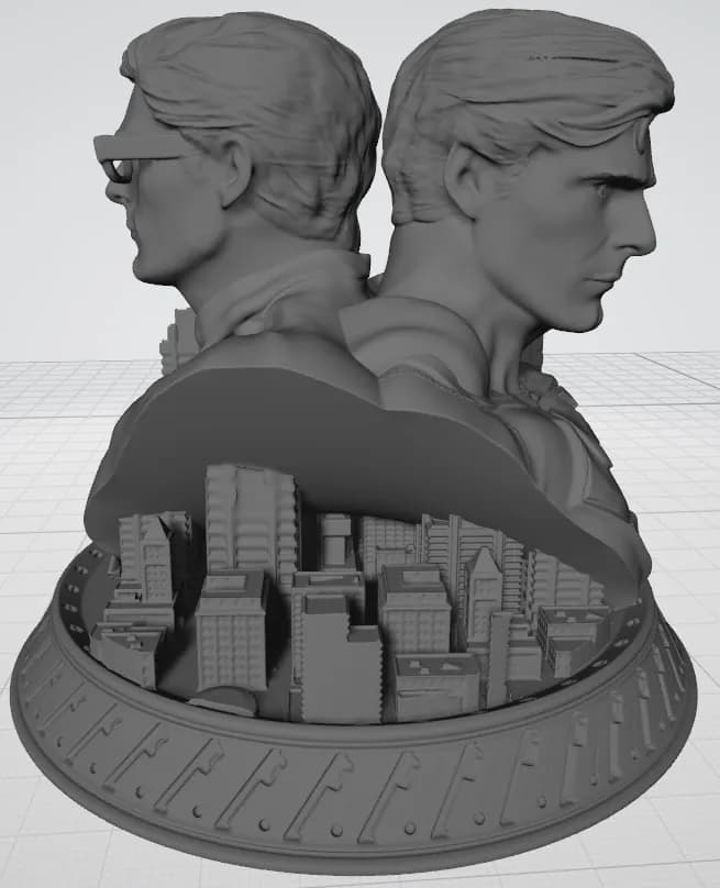 STL - Doble Busto Superman y Clark Kent render 3