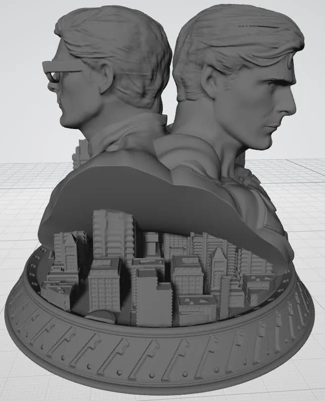 STL - Doble Busto Superman y Clark Kent render 5