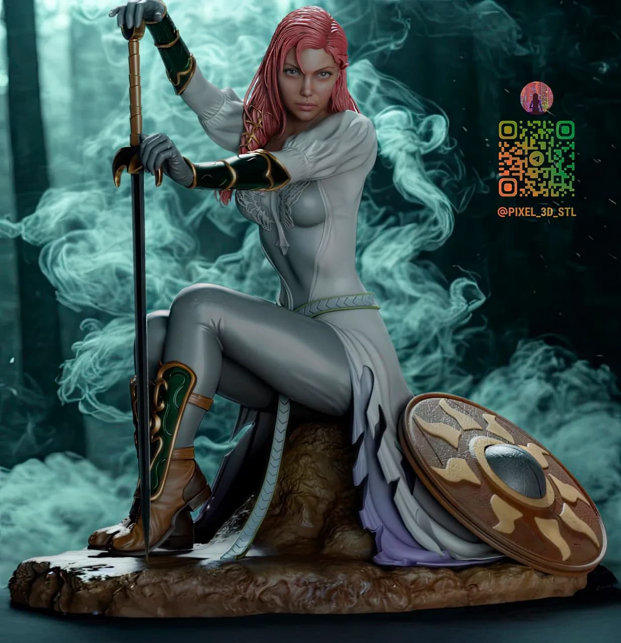 STL - Doncella con espada render 2