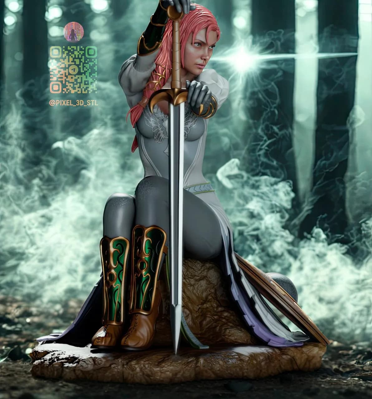 STL - Doncella con espada render 3