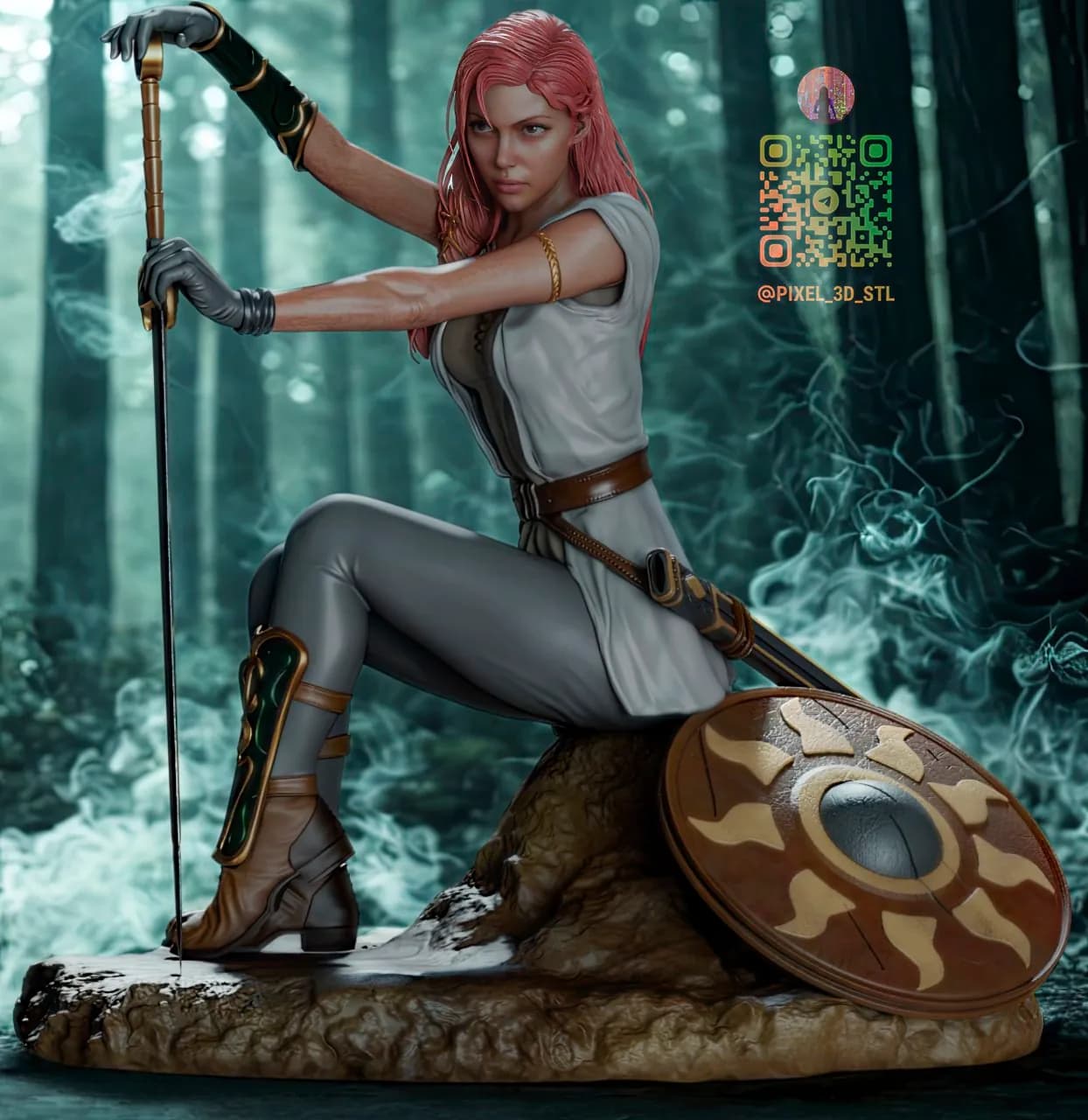 STL - Doncella con espada render 4