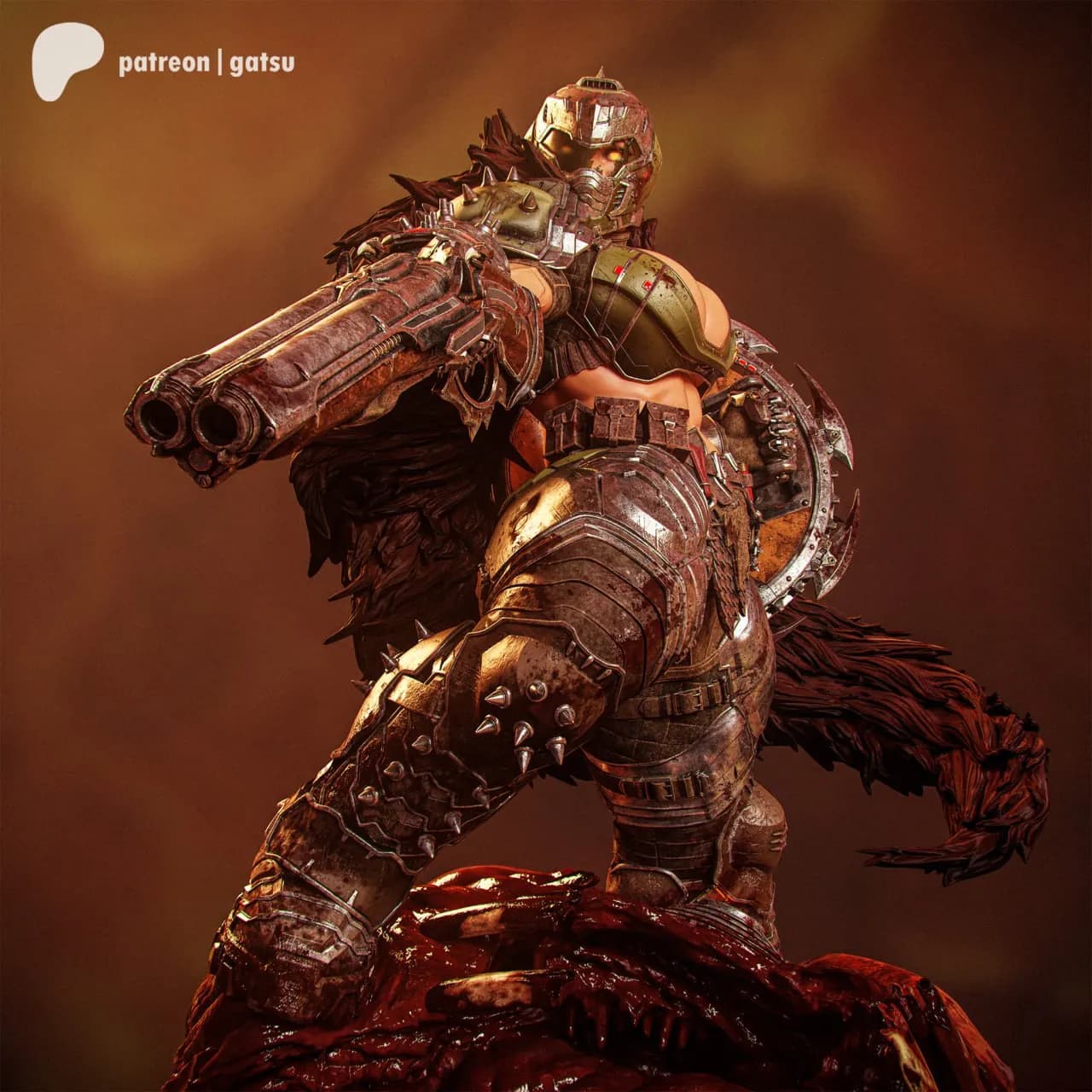 STL - Doom Slayer con armadura de lobo