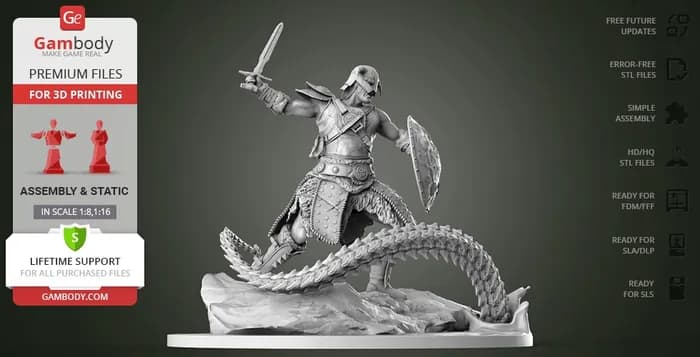 STL - dovahkiin 3d printing figurine render 2
