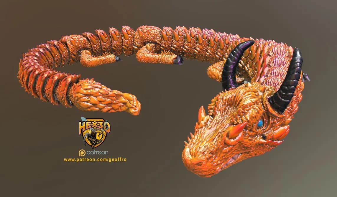 STL - Dragón Articulado Feo de Hex3D