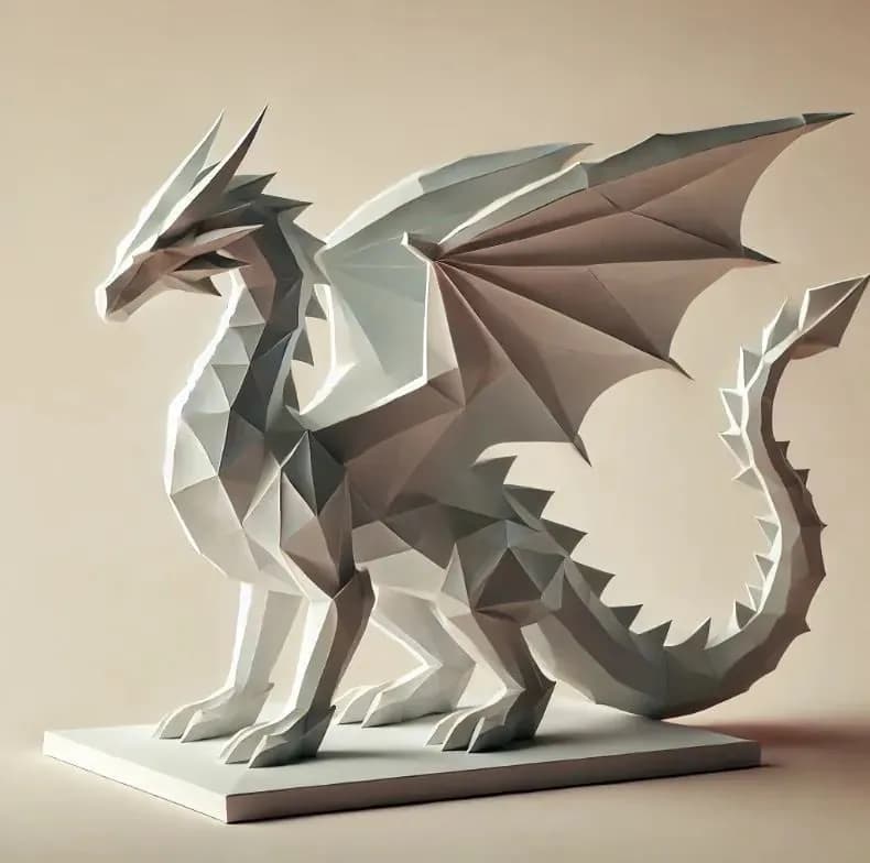 STL - Dragón low poly de fantasía