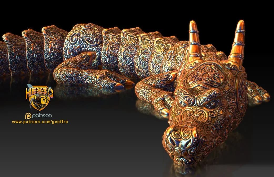 STL - Dragón Ornamental Curvo