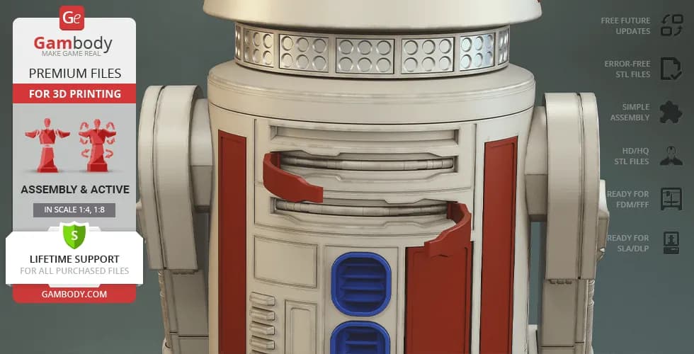 STL - Droide R5 D4 render 4