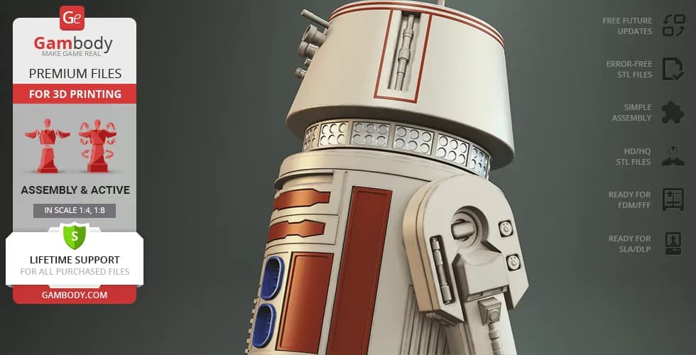 STL - Droide R5 D4 render 5