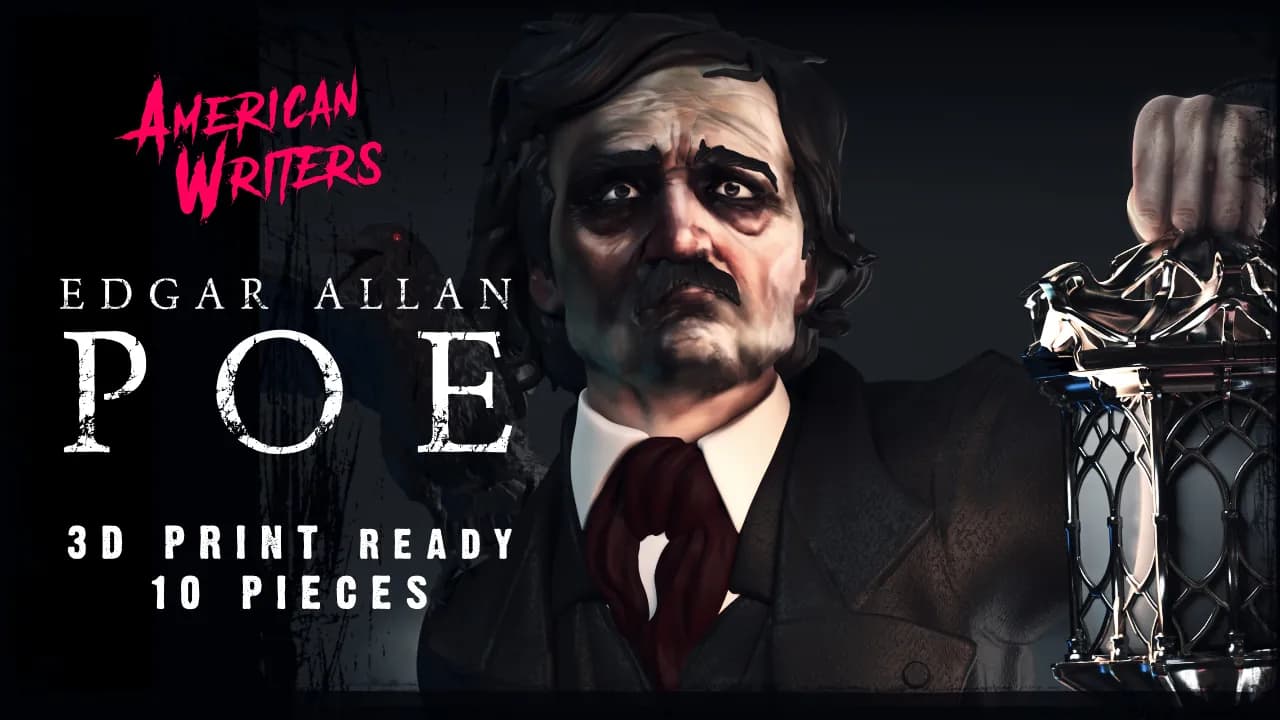 STL - Edgar Allan Poe Figura render 2