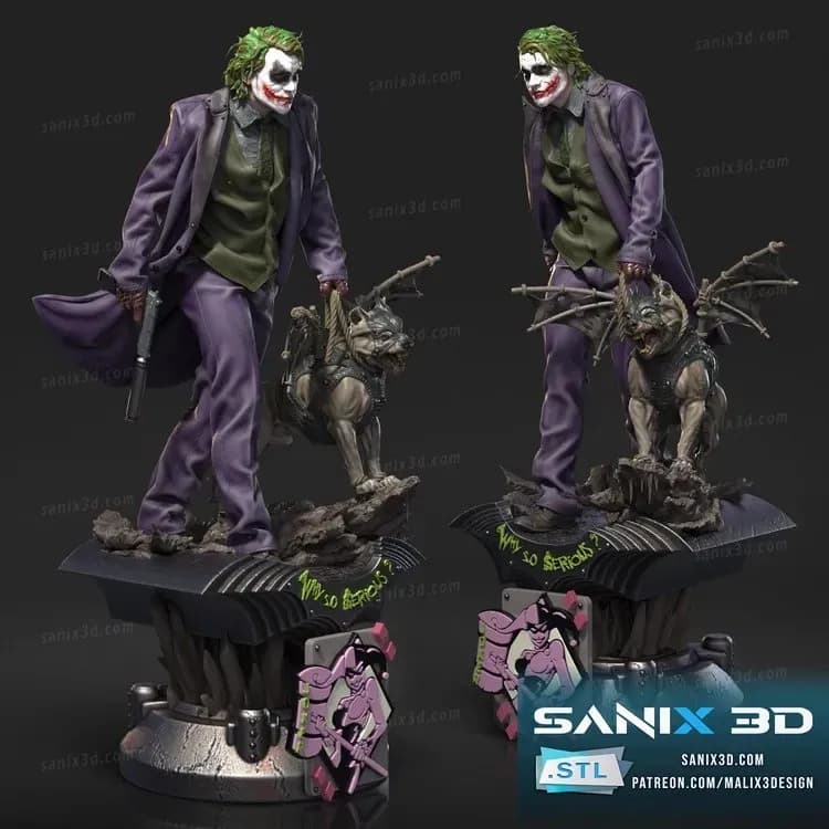 STL - El Joker con perro demoníaco render 3