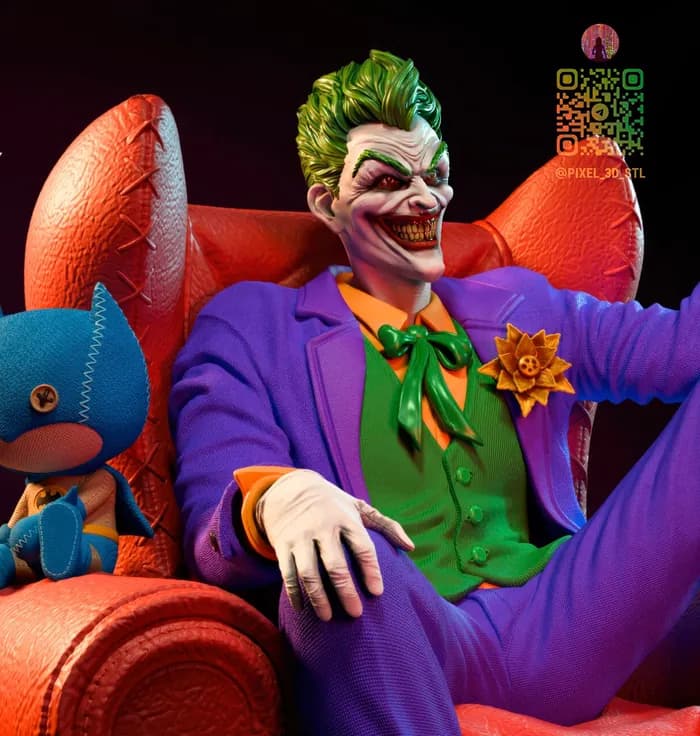 STL - El Joker sentado en su trono render 3