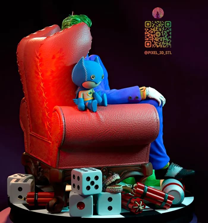 STL - El Joker sentado en su trono render 4