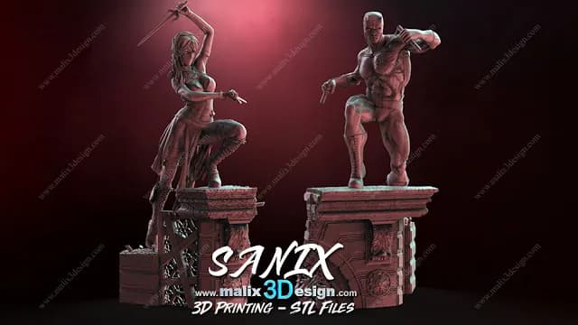 STL - Elektra y Daredevil render 2