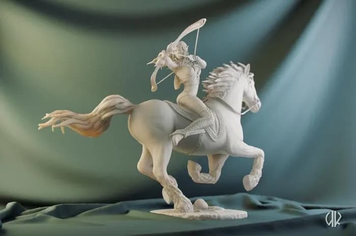 STL - elf on horse fixed stl
